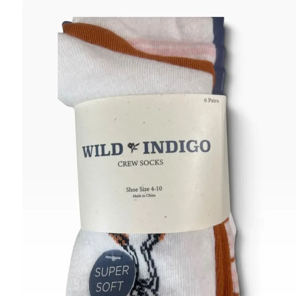 Wild Indigo Set of 6 Halloween Women's Crew Socks size 4-10 NWT